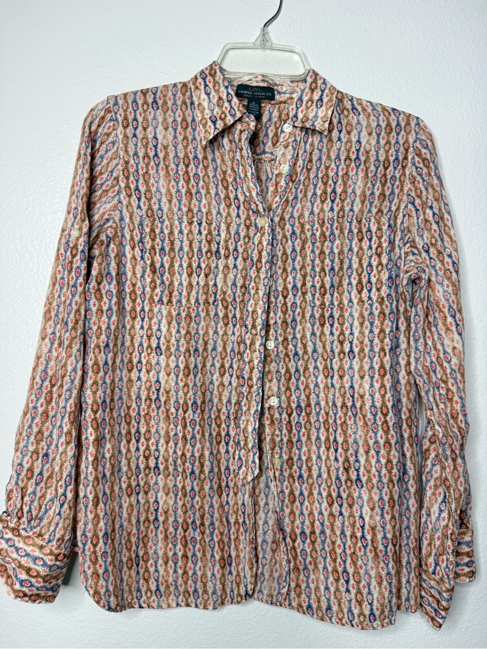 Ralph Lauren Multicolor Button-Down Shirt in Brown, Blue & Pink SM